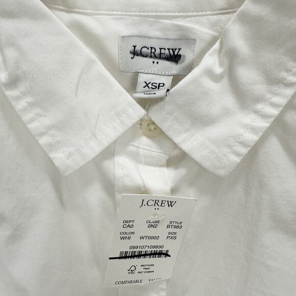 J.Crew Petite Sleeveless Cotton Poplin Shirt White Signature Fit Classic XSP NWT - Picture 7 of 11